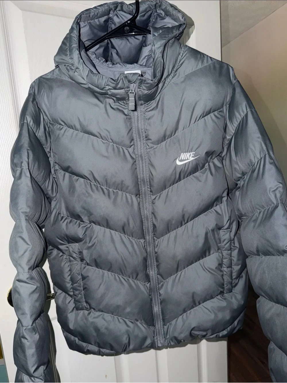 Nike Youth Slate Gray Hooded Puffer Jacket